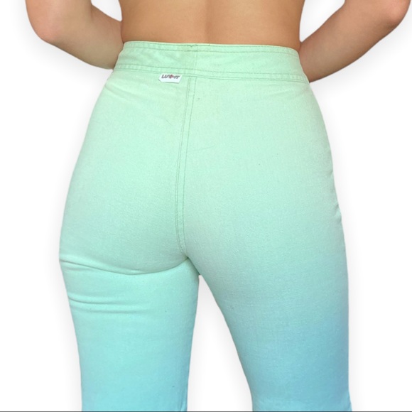 Vintage 70s High Rise Bell Bottom Jeans in Mint Green Pastel 25” Waist - Picture 5 of 5